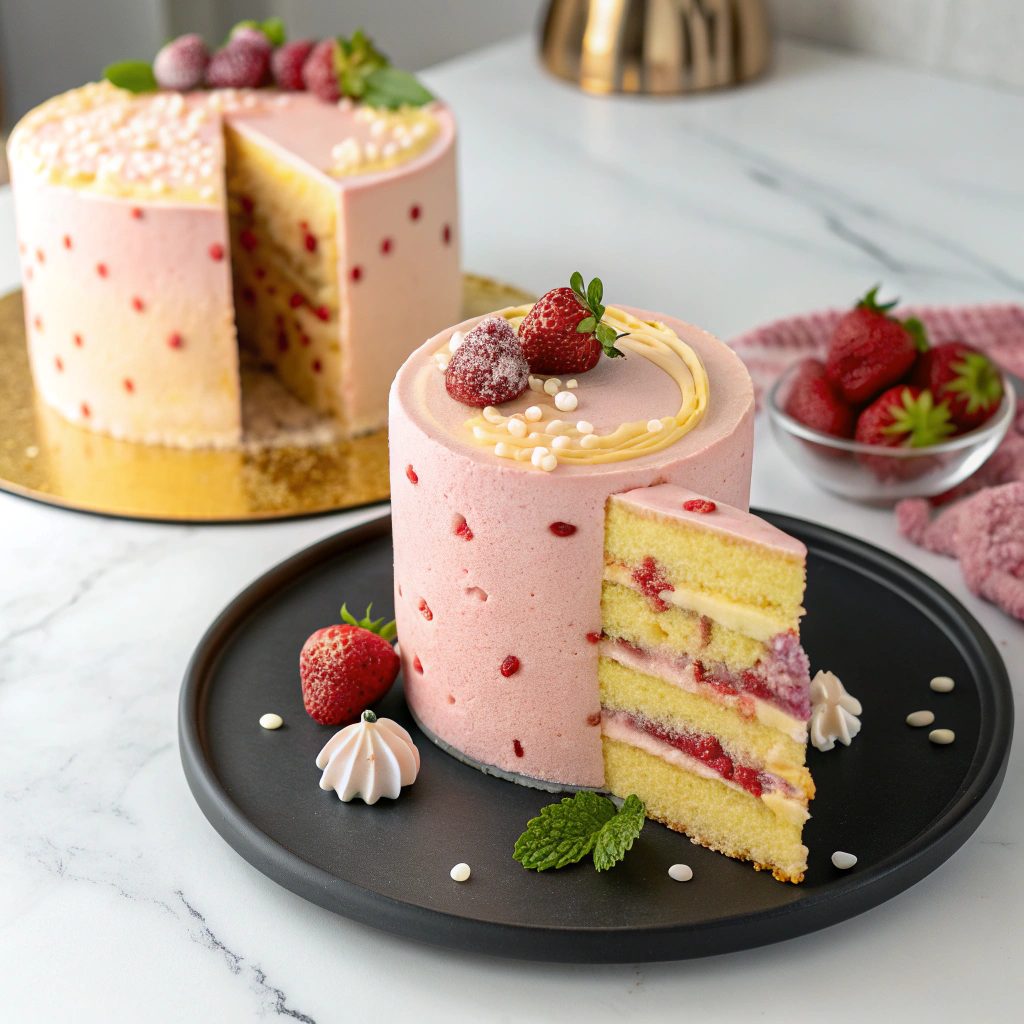 Strawberry Seismic Cake Recipe - Recipe Image