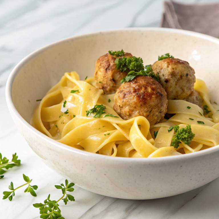 Creamy Swedish Meatball Noodle Bake Recipe