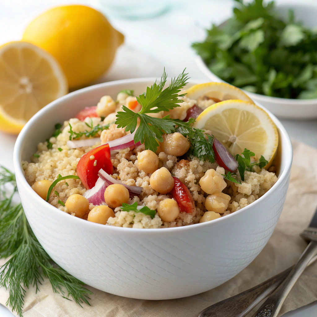 Lemon Herb Quinoa with Chickpeas Recipe - Recipe Image