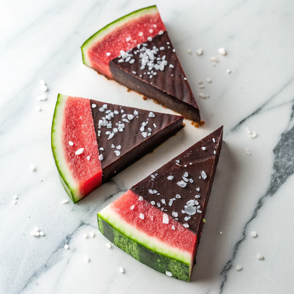 Sea Salt Dark Chocolate Watermelon Slices Recipe - Recipe Image