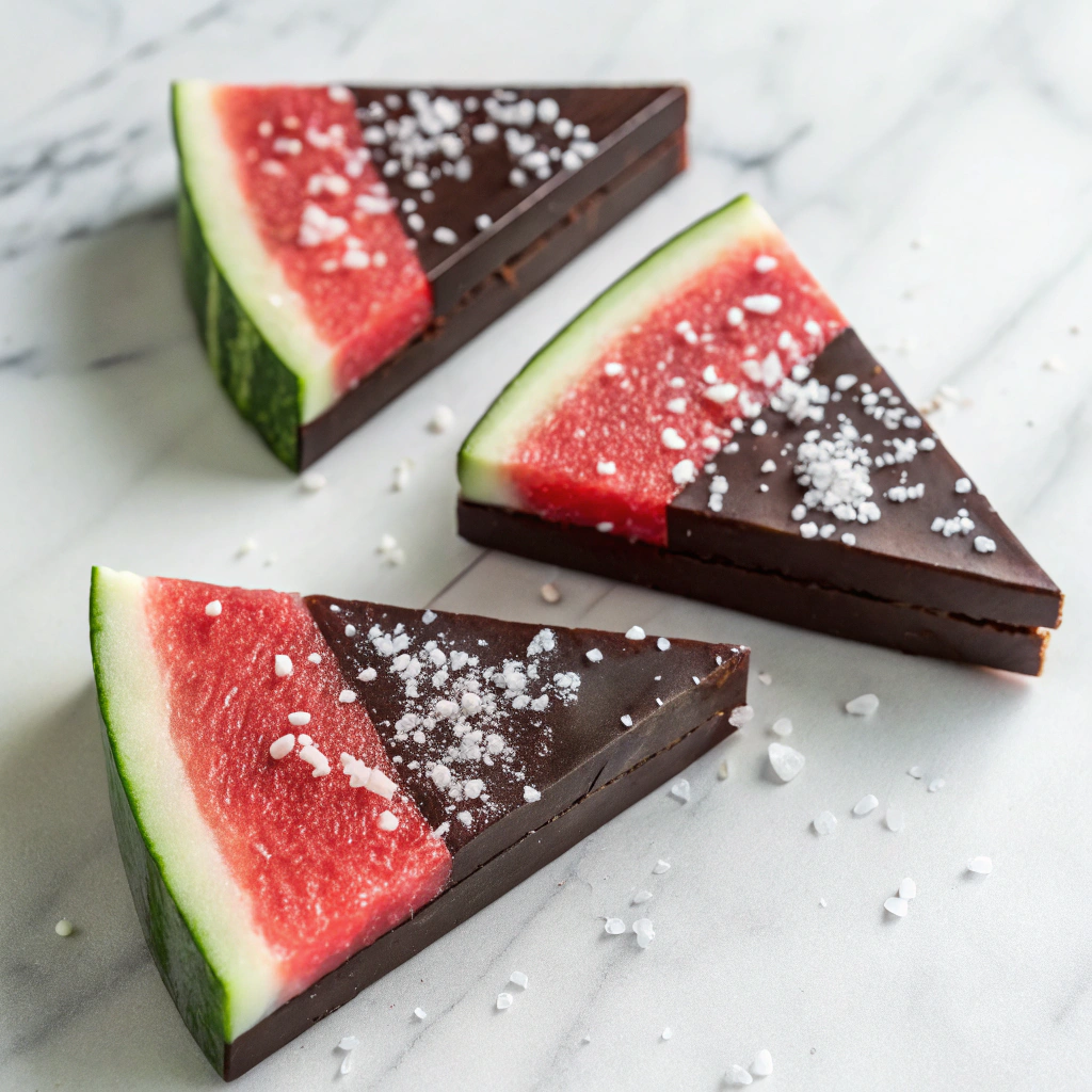 Sea Salt Dark Chocolate Watermelon Slices Recipe - Recipe Image