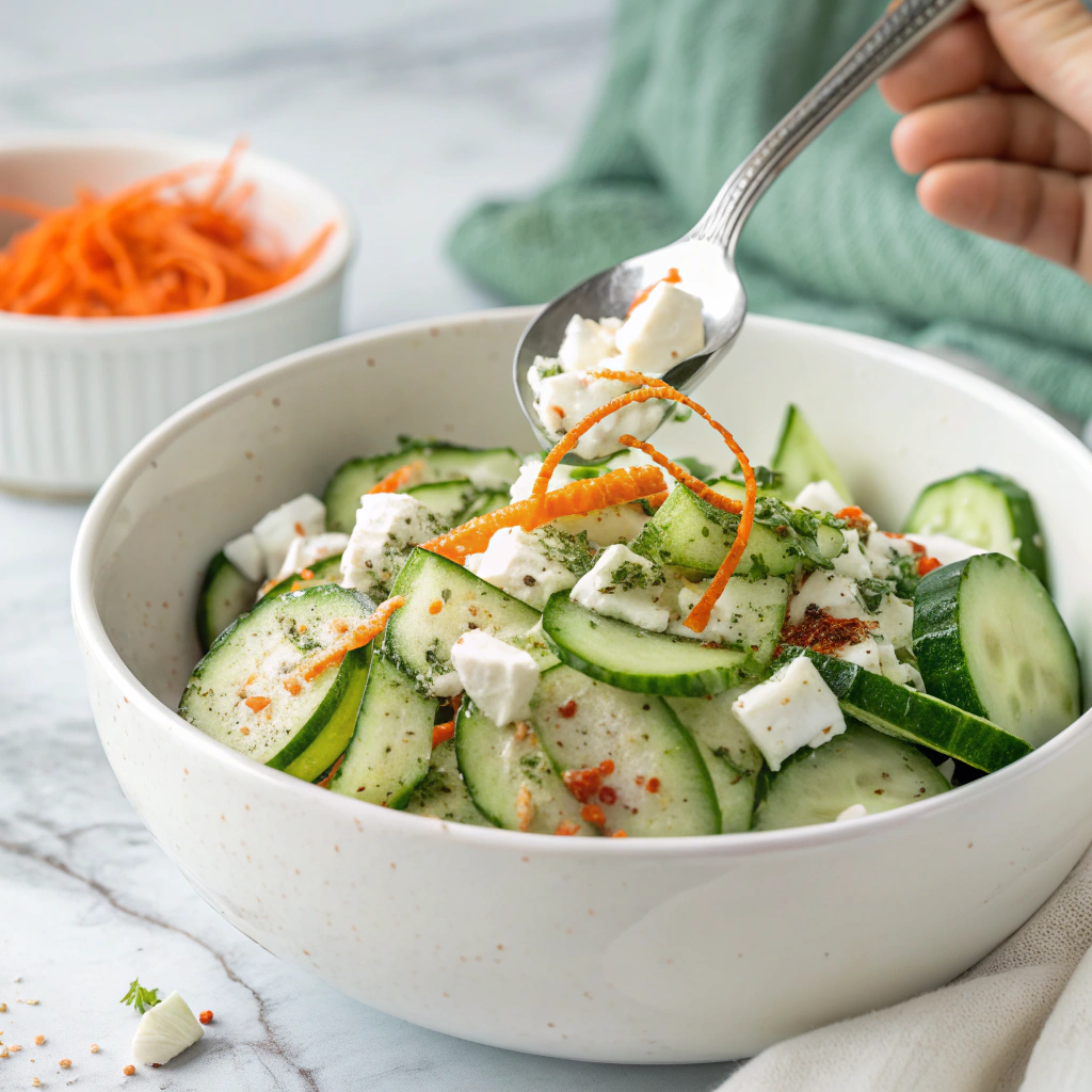 Cucumber Snack with Cheese and Savory Toppings Recipe - Recipe Image