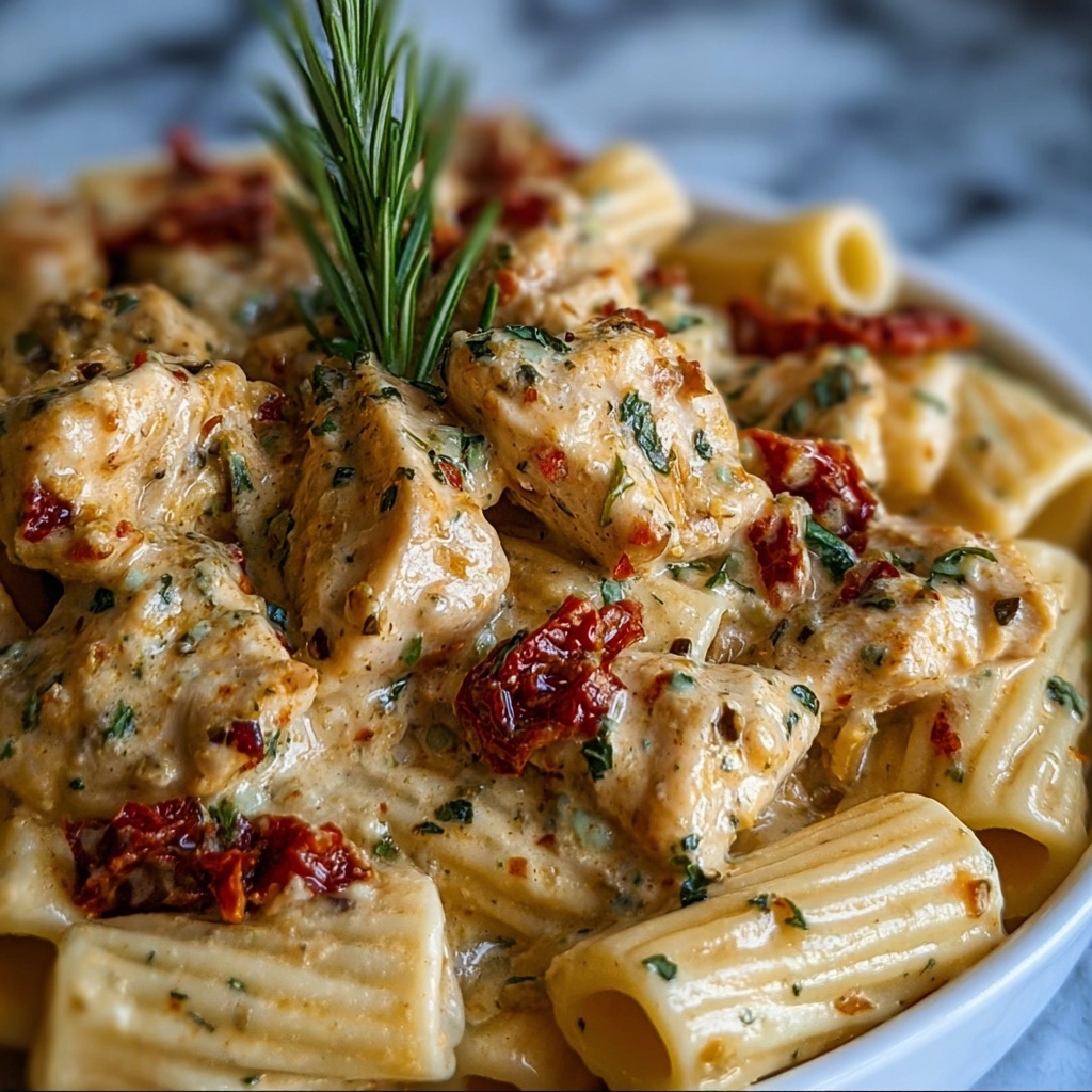 Spicy Chicken Creamy Pasta with Sun-Dried Tomatoes Recipe - Recipe Image