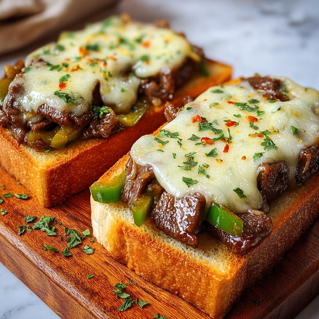 Cheesy Garlic Bread Steak Grilled Cheese Recipe - Recipe Image