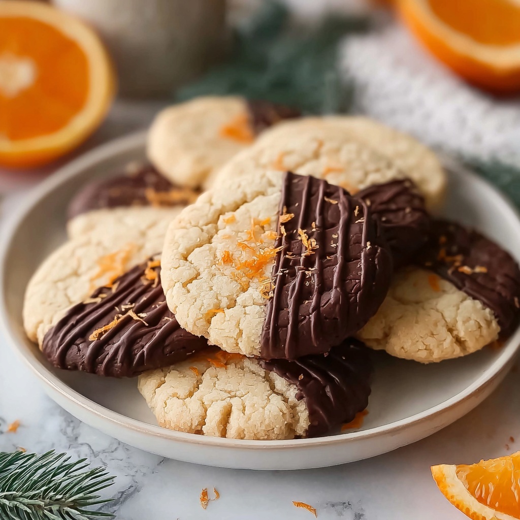 Chocolate Dipped Orange Shortbread Cookies Recipe - Recipe Image