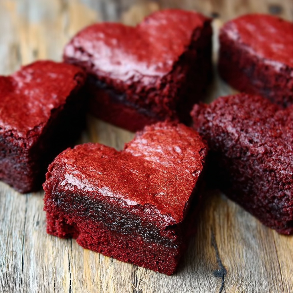 Valentine Heart-Shaped Red Velvet Brownies Recipe - Recipe Image