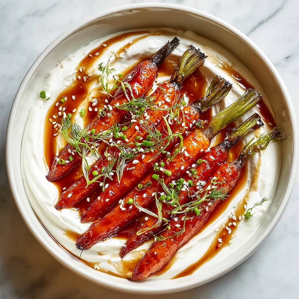 Swicy Gochujang Carrots on Yogurt – Bold & Elegant Side Recipe - Recipe Image