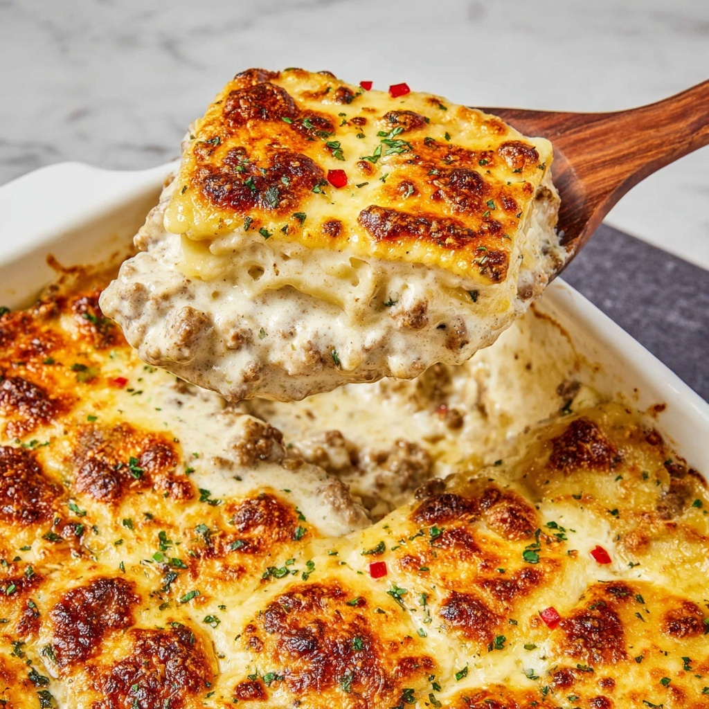 Italian Sausage Ravioli Alfredo Bake Recipe - Recipe Image