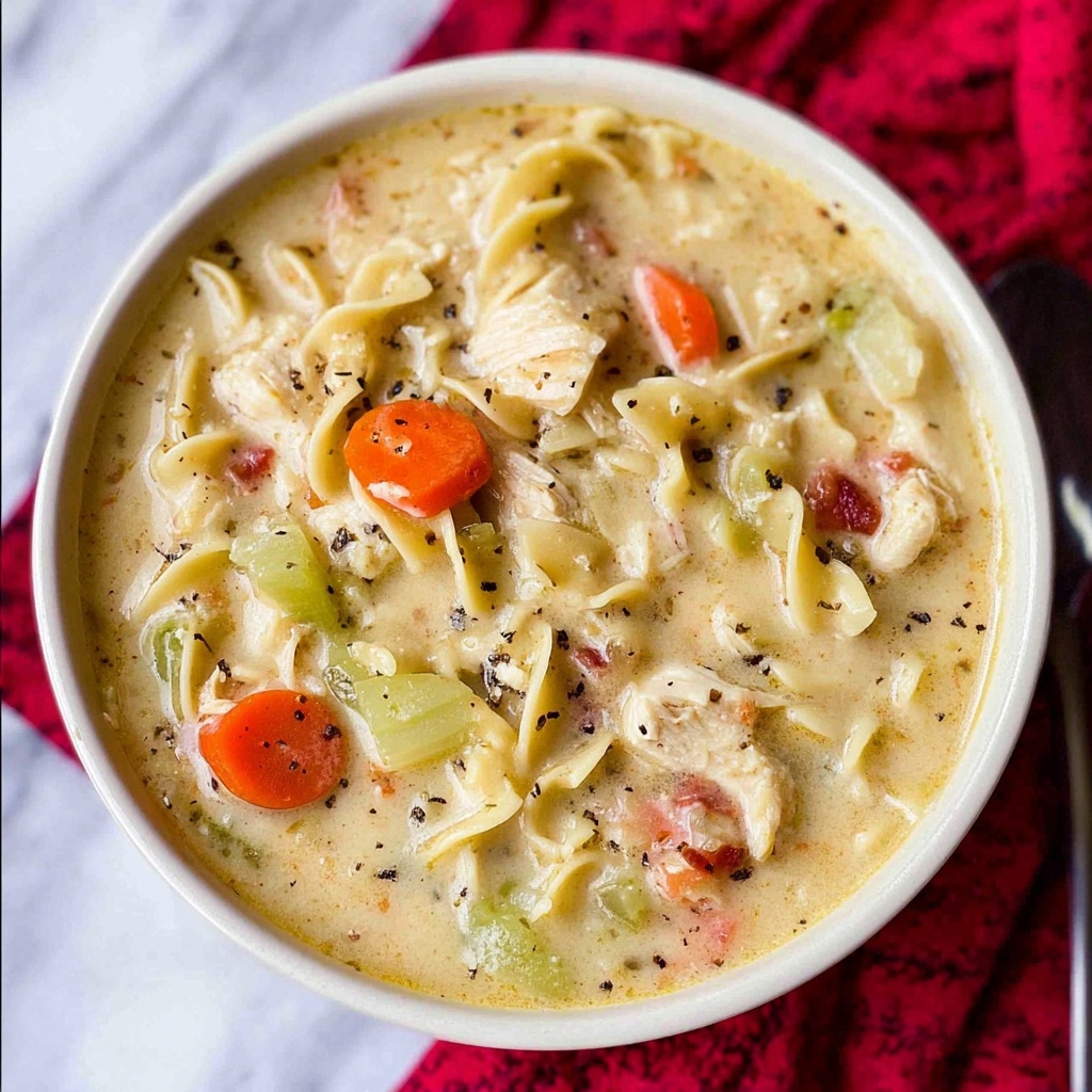 Cheesy Chicken Noodle Soup Recipe - Recipe Image