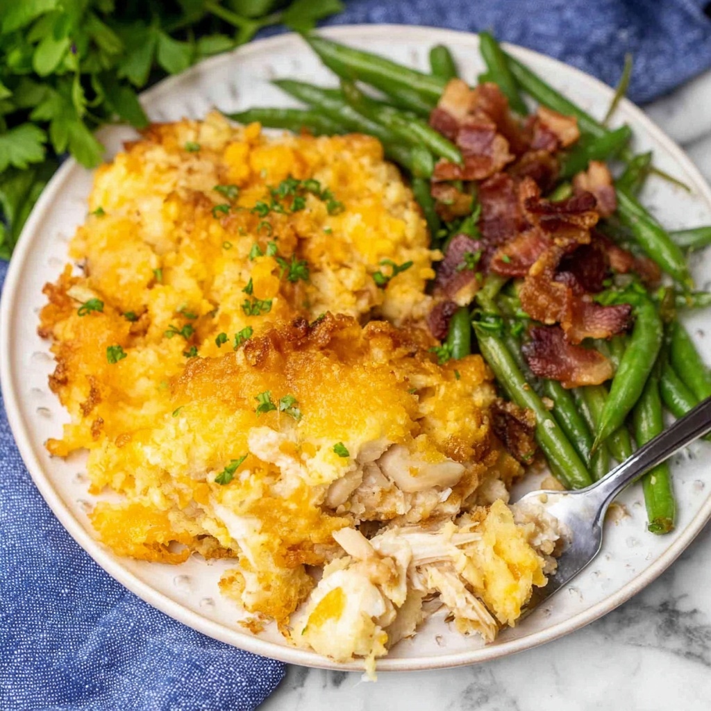 French Onion Chicken Cornbread Casserole Recipe - Recipe Image