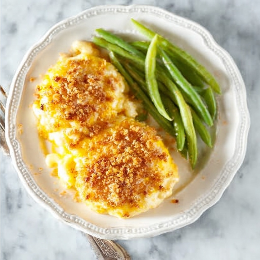 Swiss Chicken with Melty Swiss Cheese and Crispy Garlic Croutons Recipe - Recipe Image