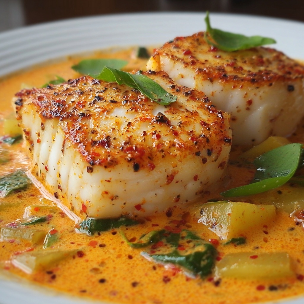 Cod in Roasted Red Pepper Sauce Recipe - Recipe Image