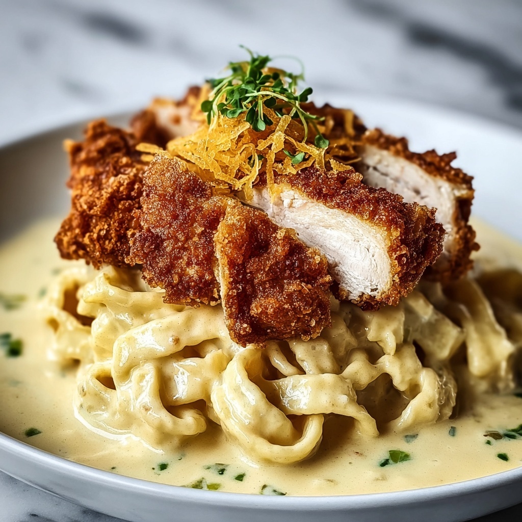 Crispy Chicken with Creamy Parmesan Pasta Recipe - Recipe Image