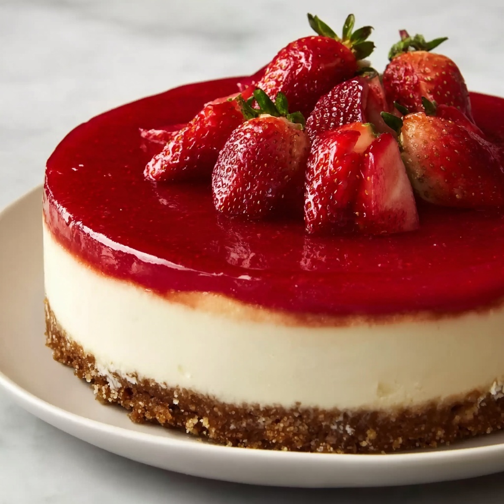 Perfect Cheesecake with Strawberry Topping Recipe - Recipe Image