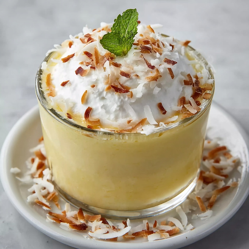 Creamy Coconut Pudding with Toasted Coconut Flakes Recipe - Recipe Image