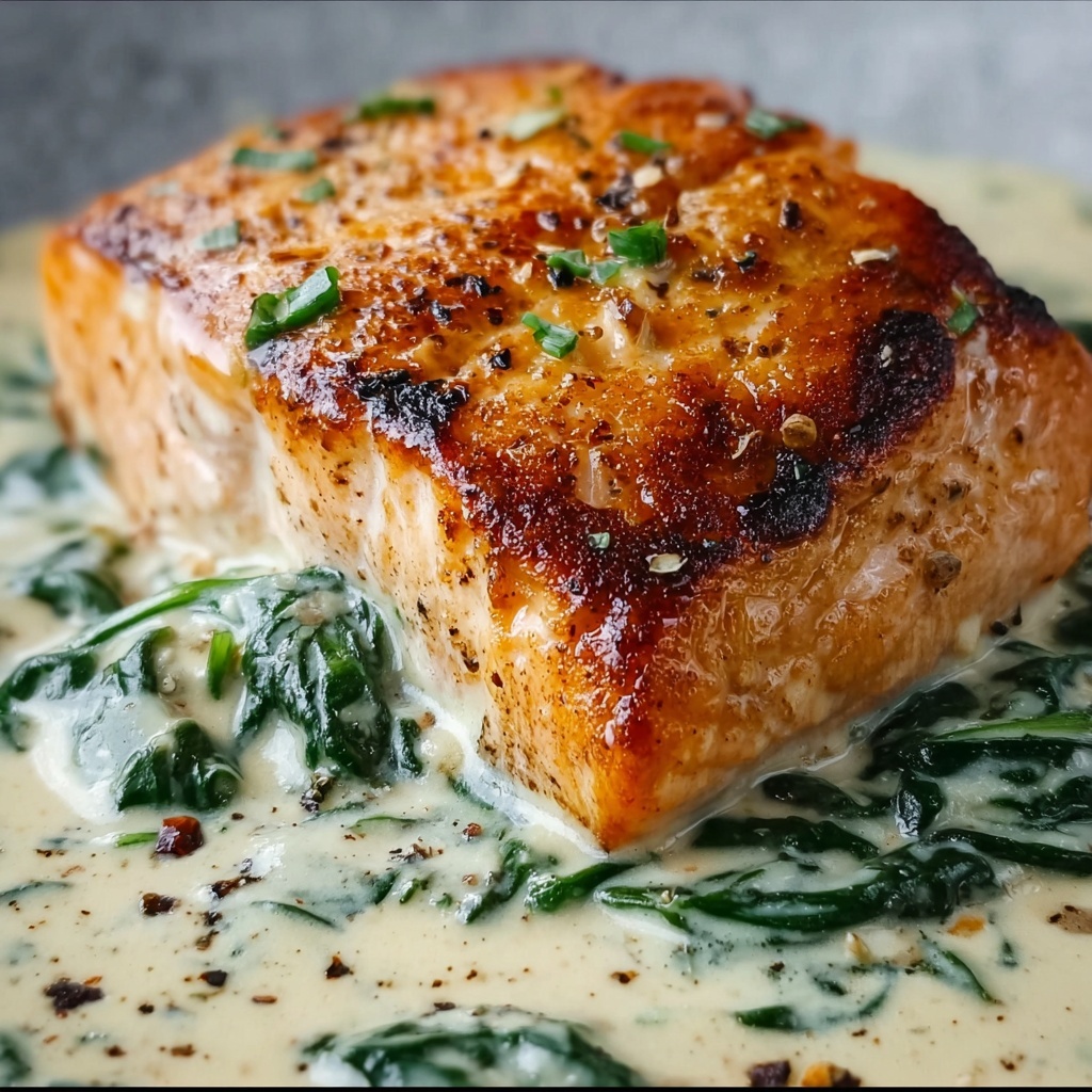 Pan-Seared Salmon with a Creamy Florentine Sauce Recipe - Recipe Image