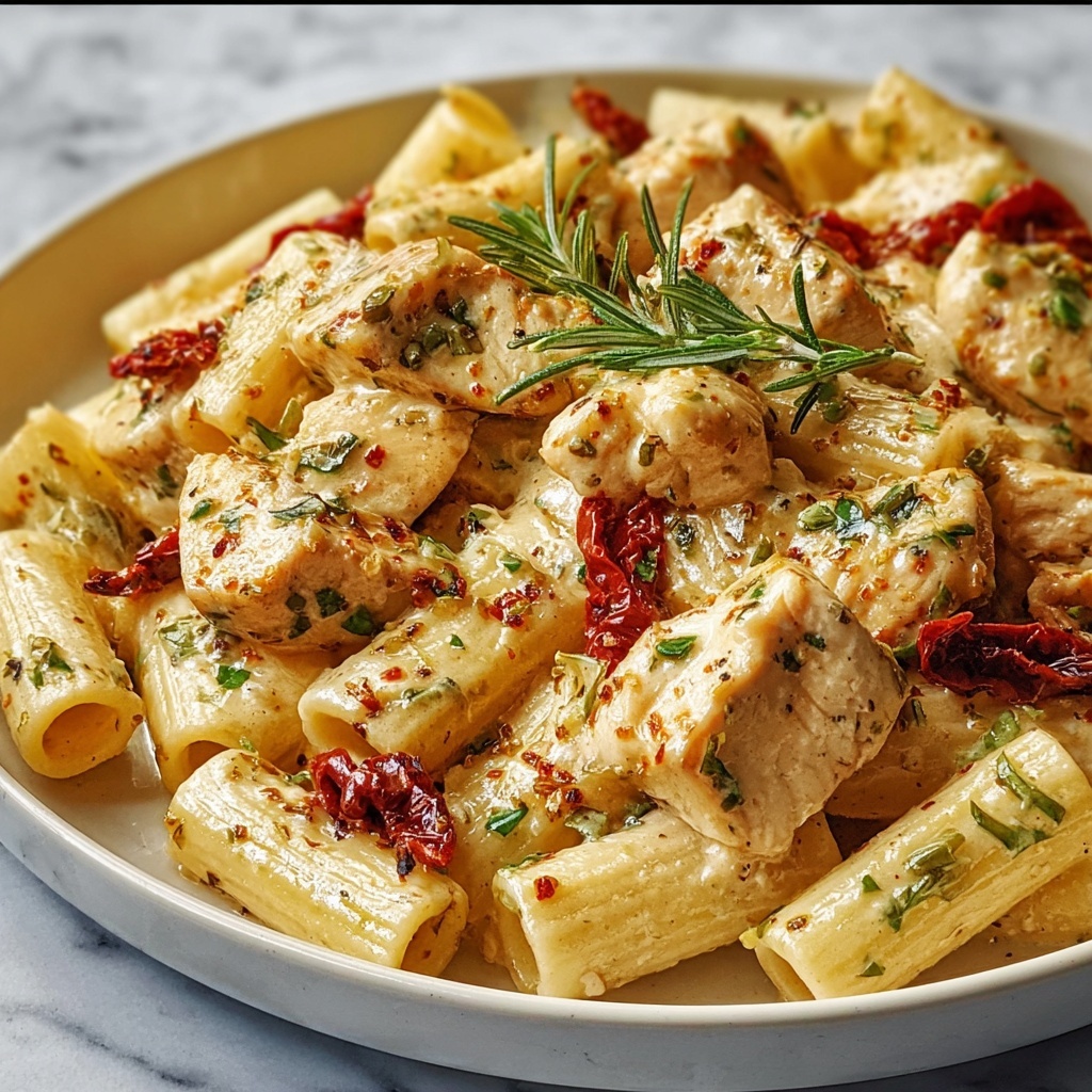 Spicy Chicken Creamy Pasta with Sun-Dried Tomatoes Recipe - Recipe Image