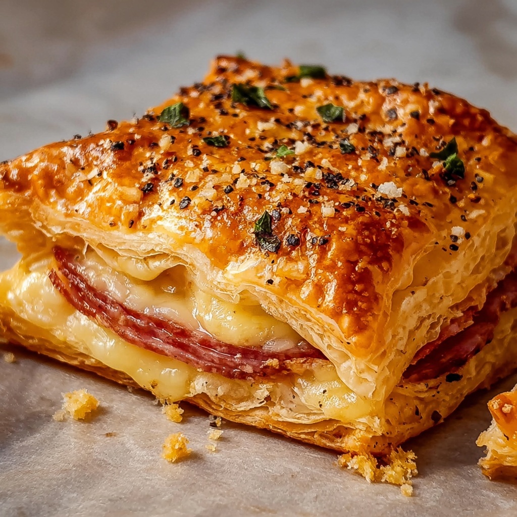 Salami and Cheese Puff Pastry Pockets Recipe - Recipe Image