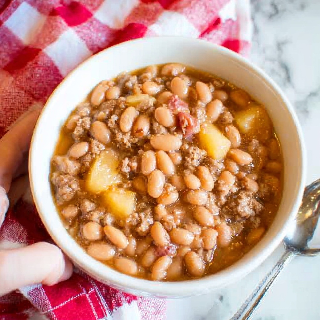 Slow Cooker Baked Beans with Pulled Pork and Pineapple Recipe - Recipe Image