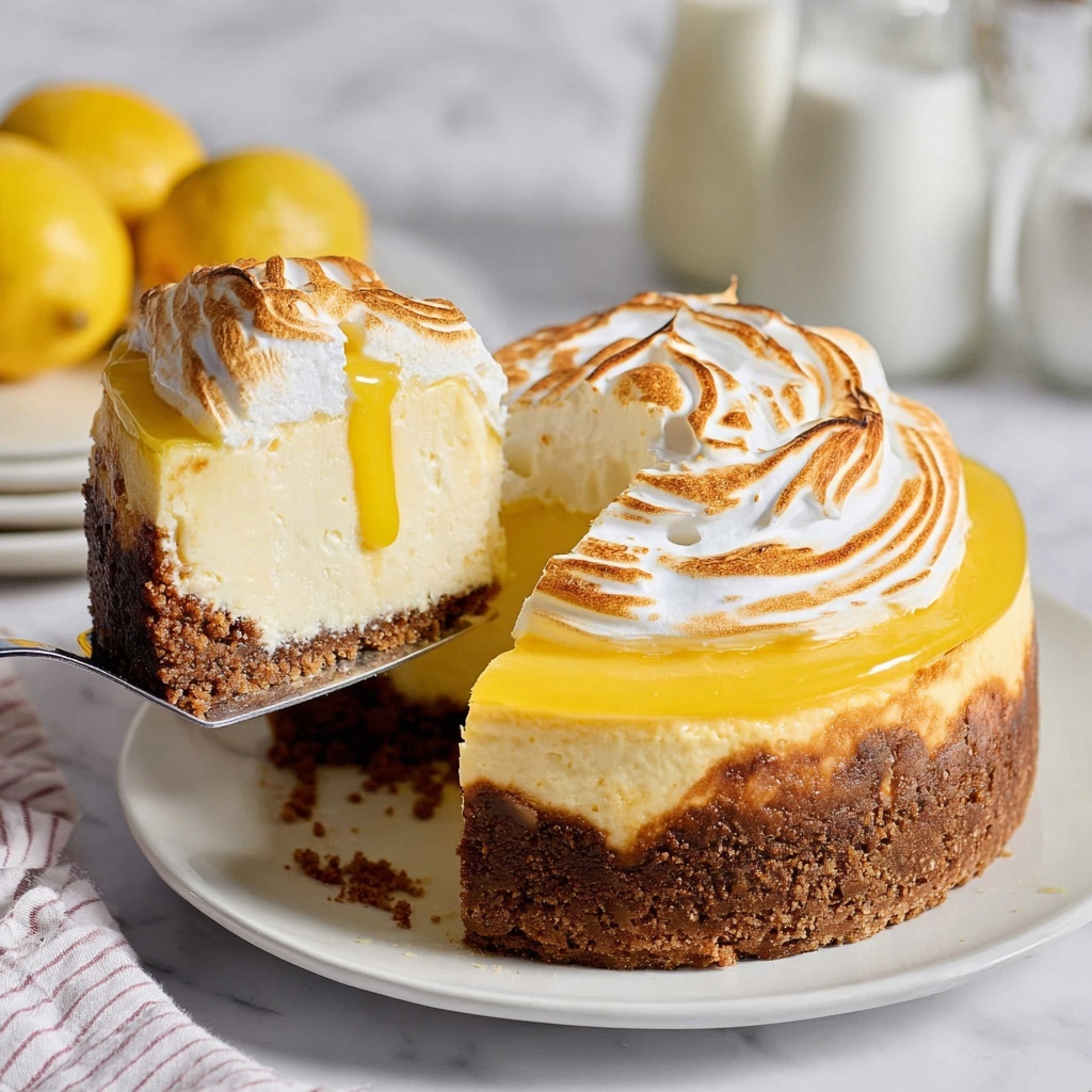 Baked Vegan Lemon Cheesecake with Meringue Topping Recipe - Recipe Image