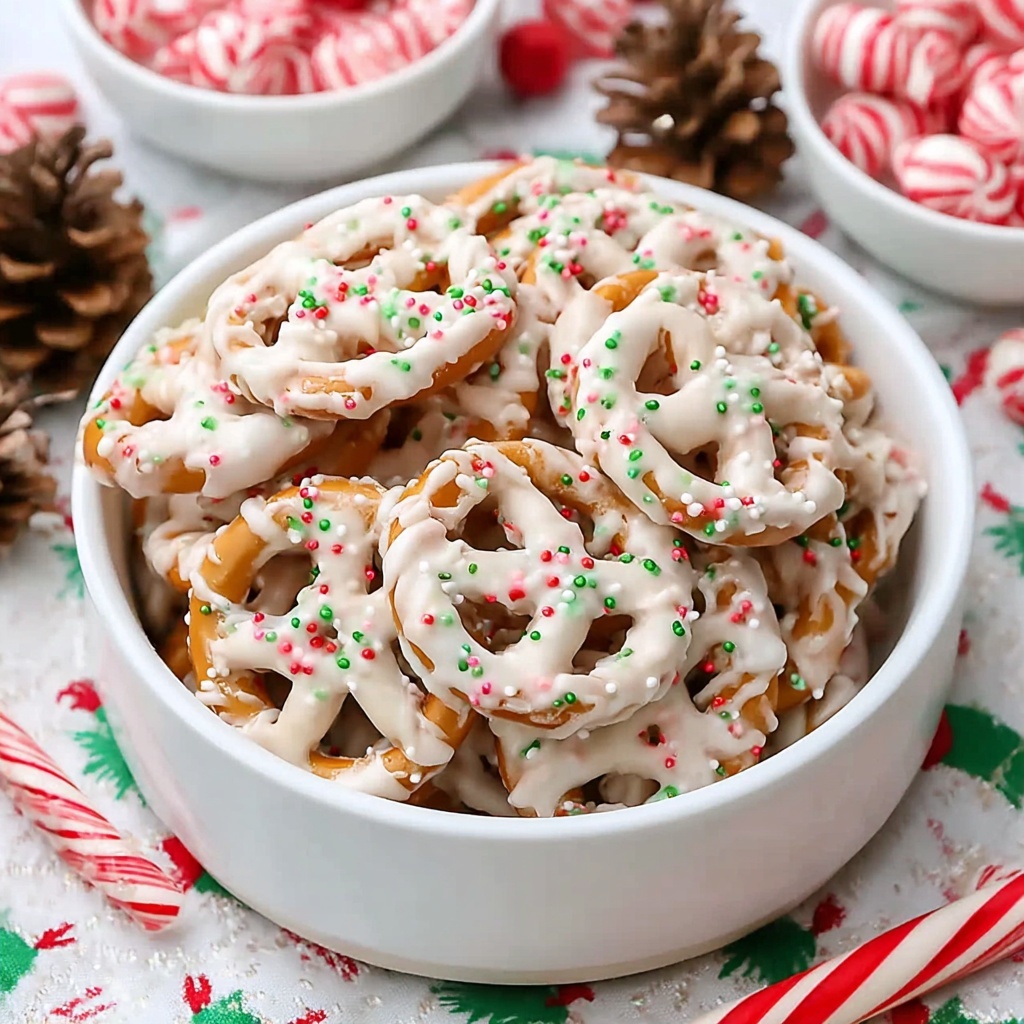 White Chocolate Pretzels with Strawberry Powder and Almond Topping Recipe - Recipe Image