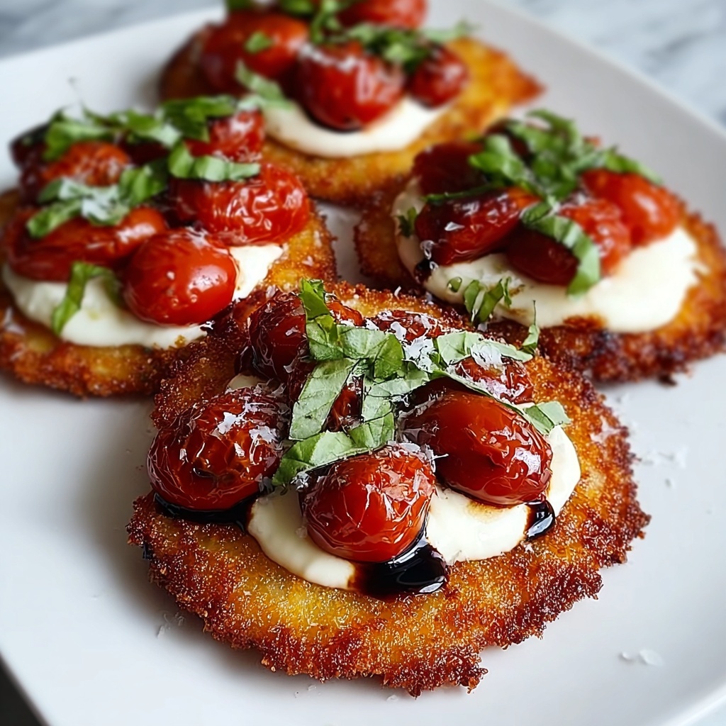 Italian Basil Chicken Cutlets with Cherry Tomato, Burrata, and Balsamic Glaze Recipe - Recipe Image