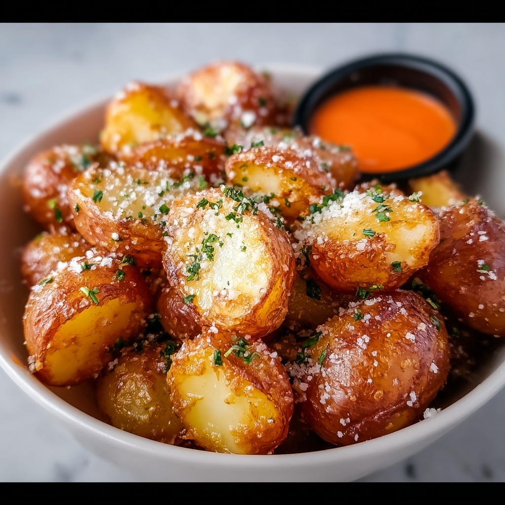 Crunchy Parmesan Crusted Potatoes with Tobiko Gochujang Dip Recipe - Recipe Image