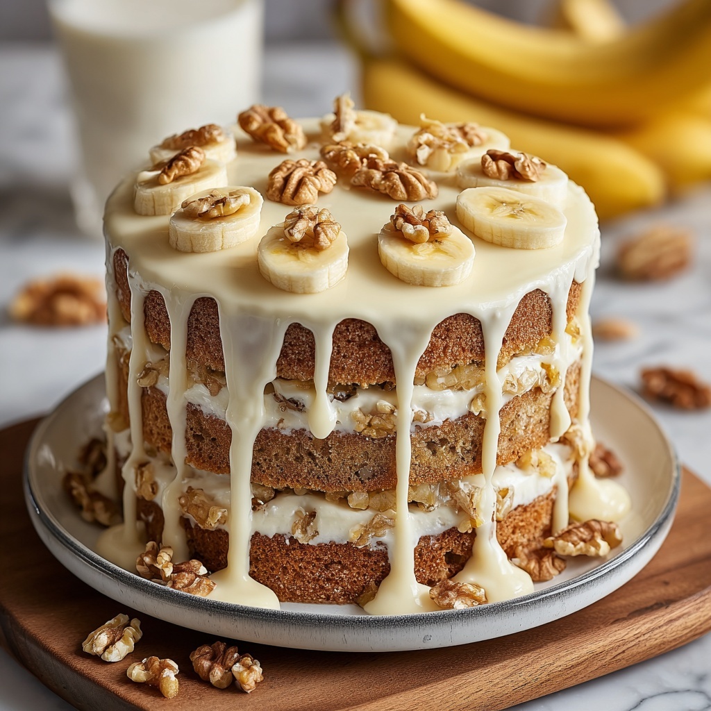 Heavenly Banana Walnut Cream Cake Recipe - Recipe Image