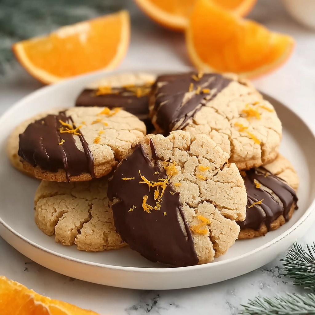 Chocolate Dipped Orange Shortbread Cookies Recipe - Recipe Image