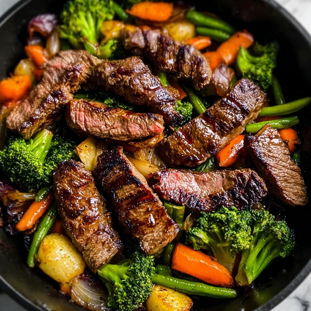 One Pan Balsamic Steak and Veggies Recipe - Recipe Image
