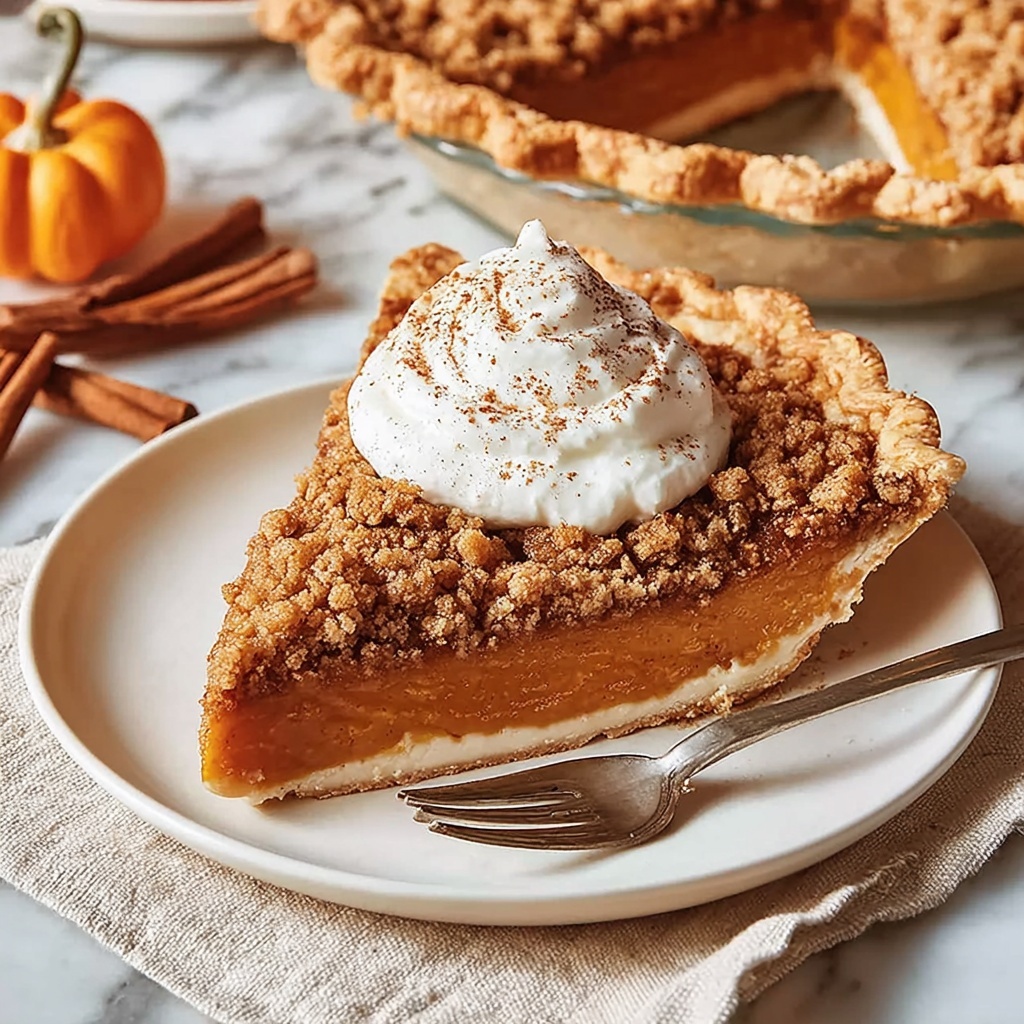 Apple Butter Pumpkin Pie with Streusel Topping Recipe - Recipe Image