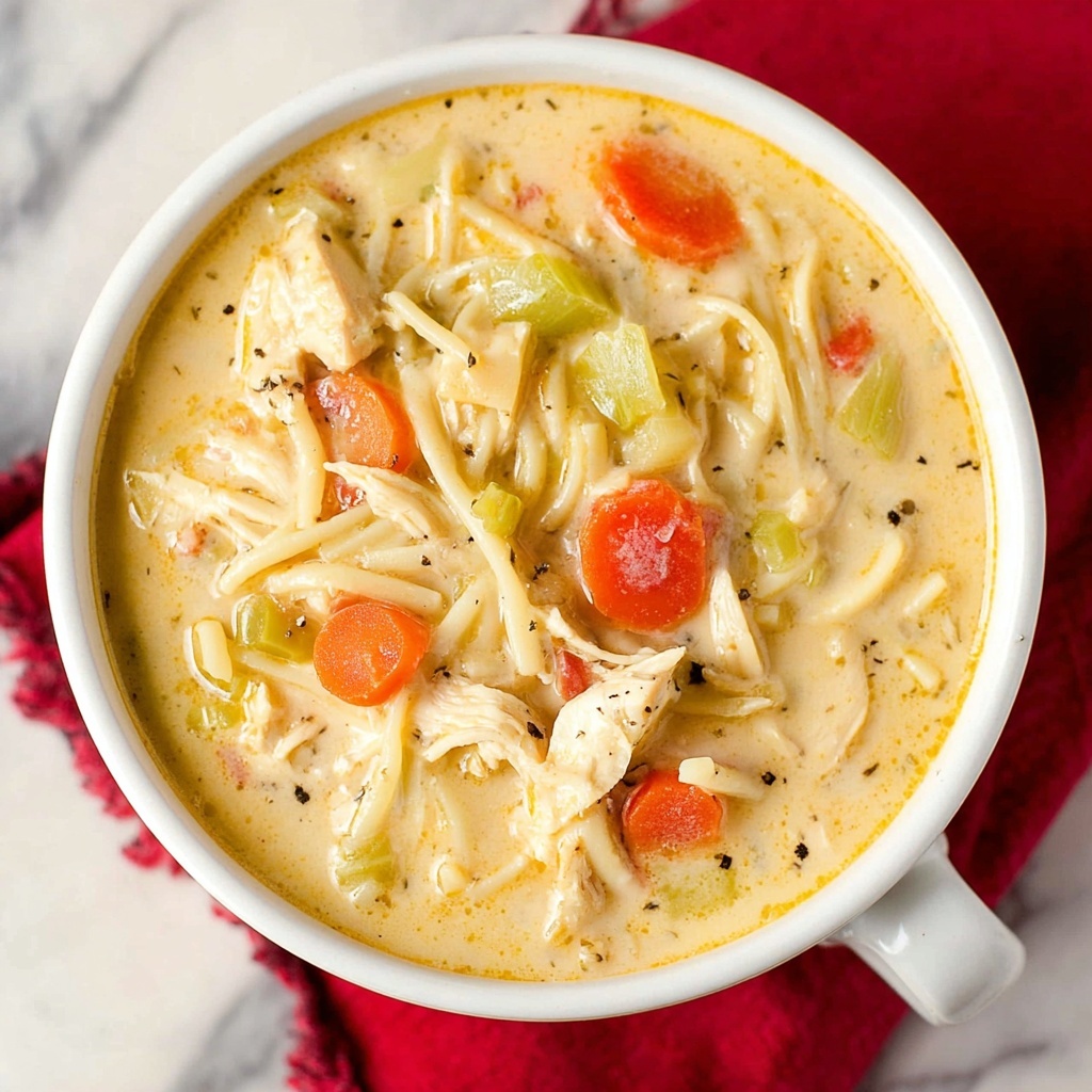 Cheesy Chicken Noodle Soup Recipe - Recipe Image