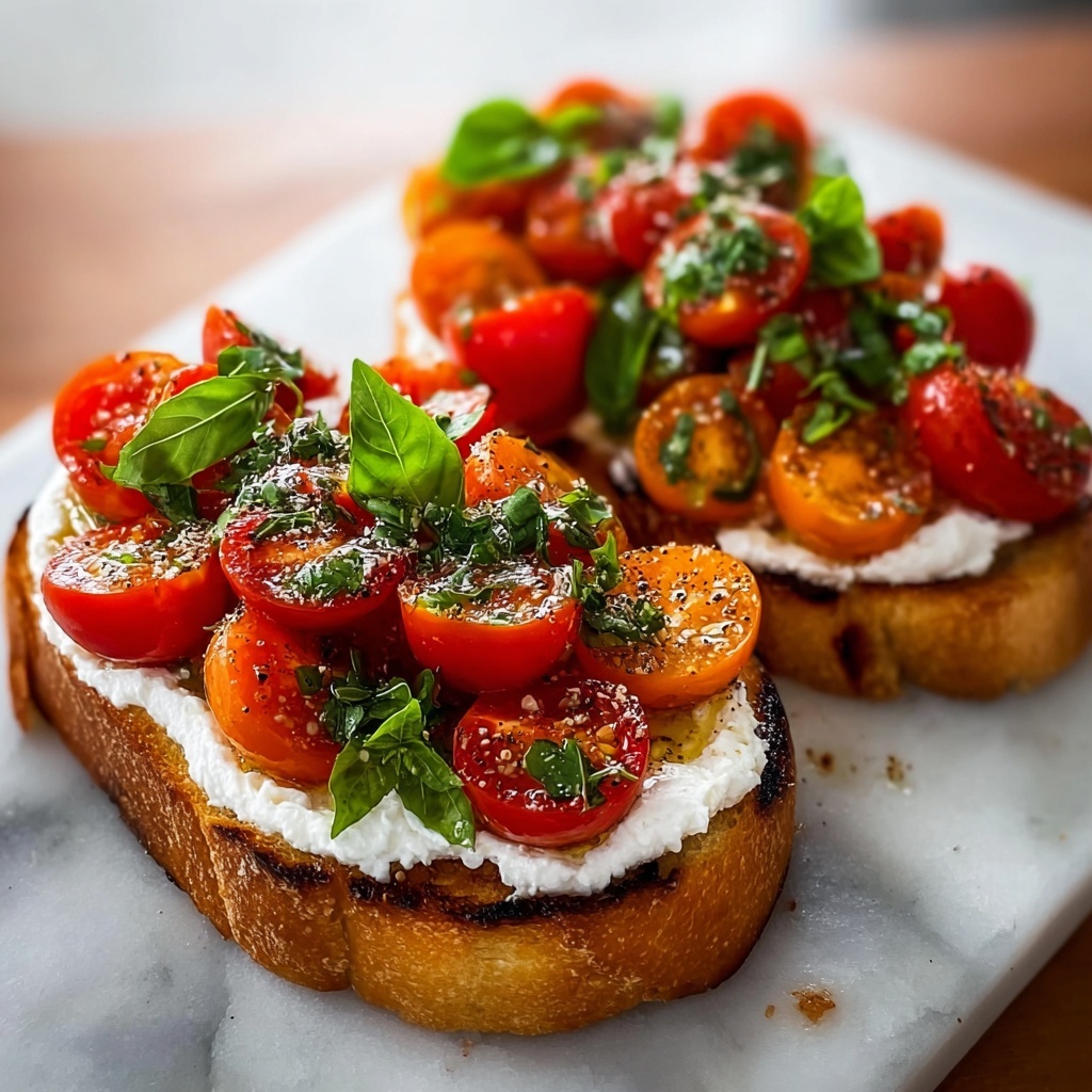 Burrata Bruschetta with Cherry Tomatoes, Basil, and Balsamic Glaze Recipe - Recipe Image