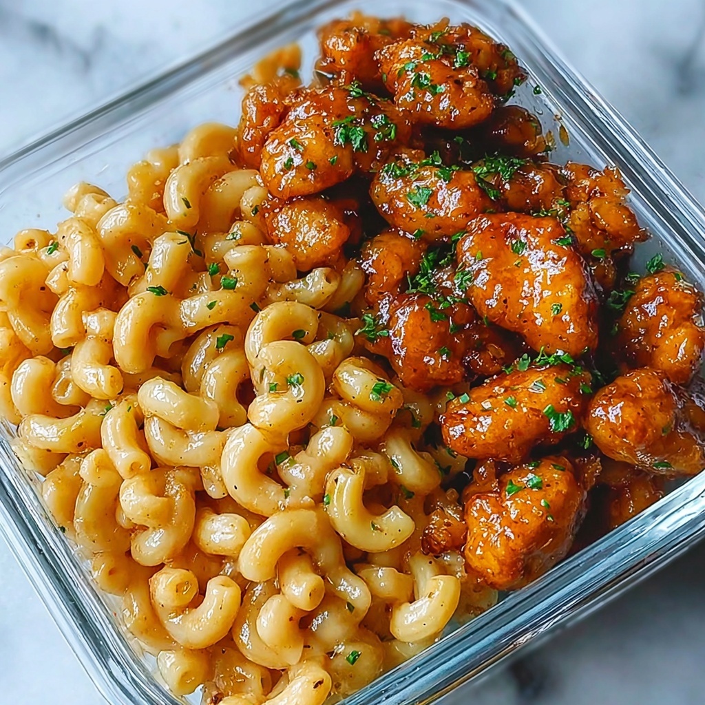 High Protein Honey Garlic Butter Chicken with Mac & Cheese Recipe - Recipe Image