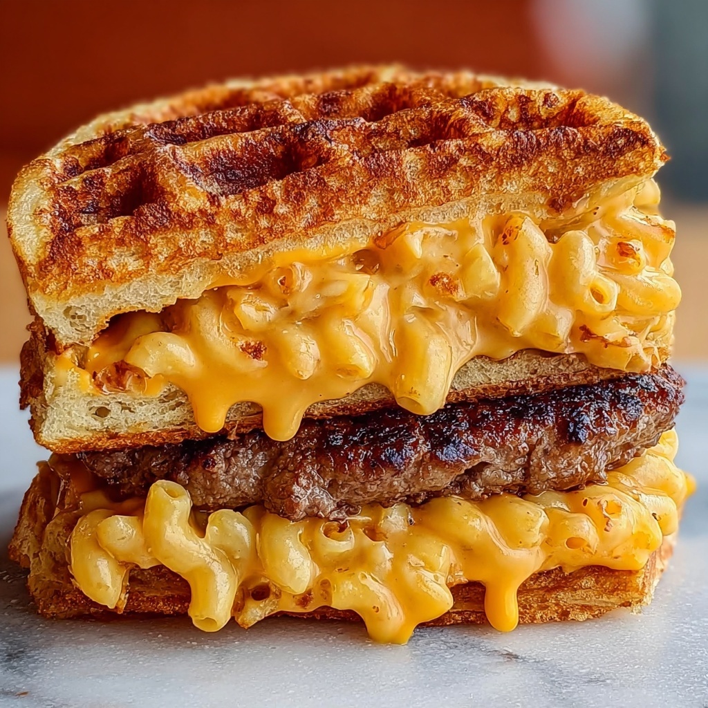 Macaroni and Cheese Waffle Cheeseburgers Recipe - Recipe Image
