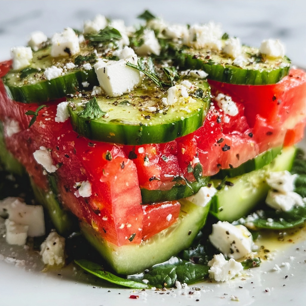 Simple Watermelon Cucumber Feta Salad Recipe - Recipe Image