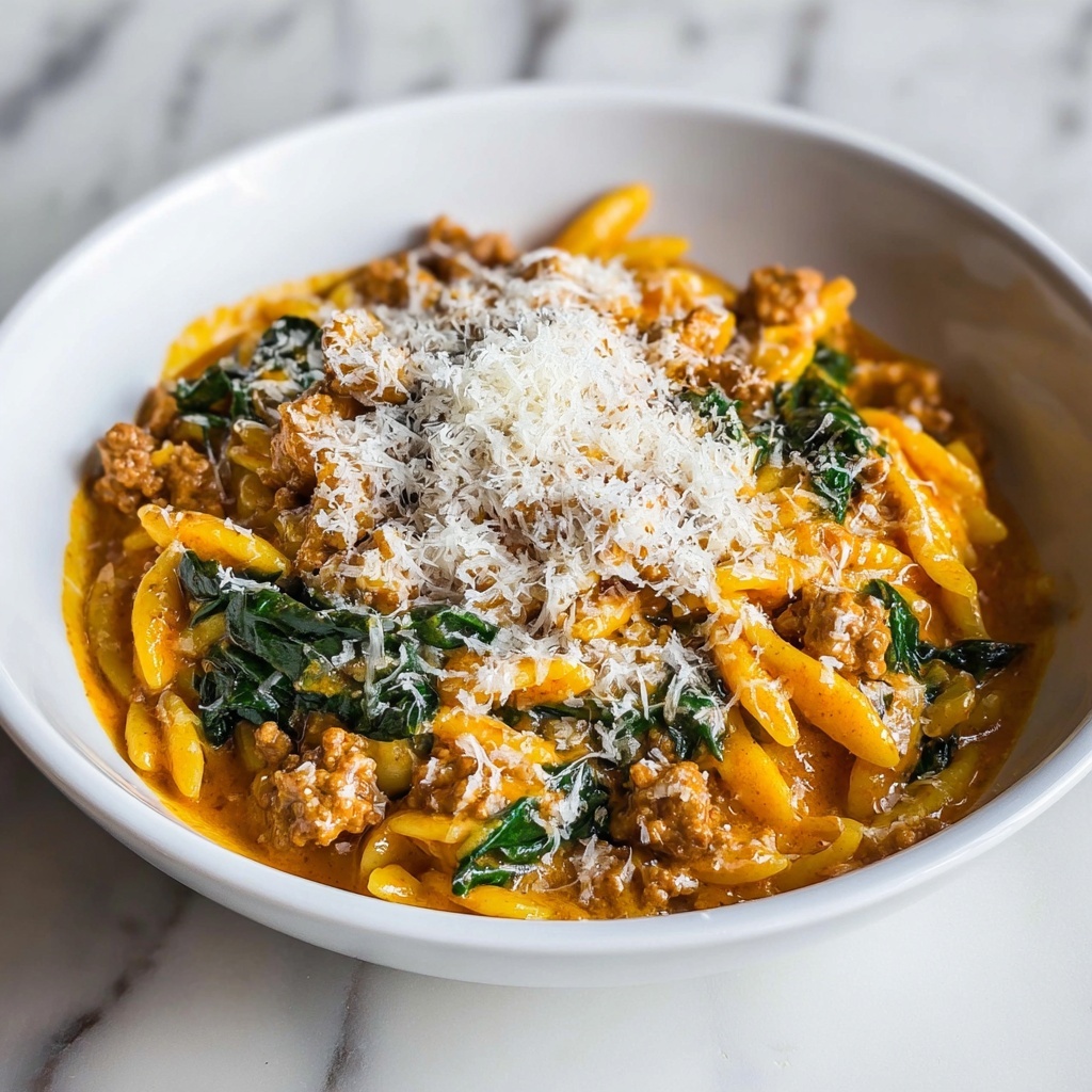 Ground Beef Orzo with Tomato Cream Sauce Recipe - Recipe Image