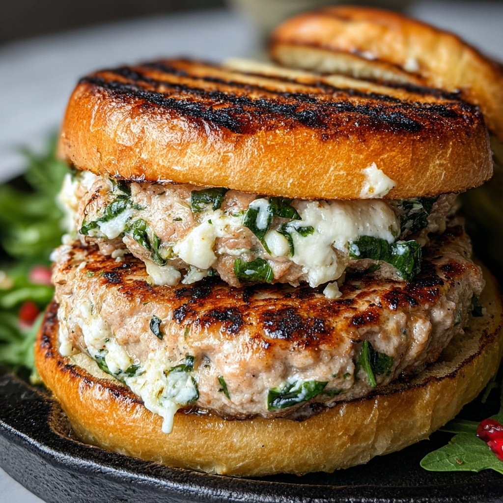 White Cheddar and Spinach Chicken Burgers Recipe - Recipe Image