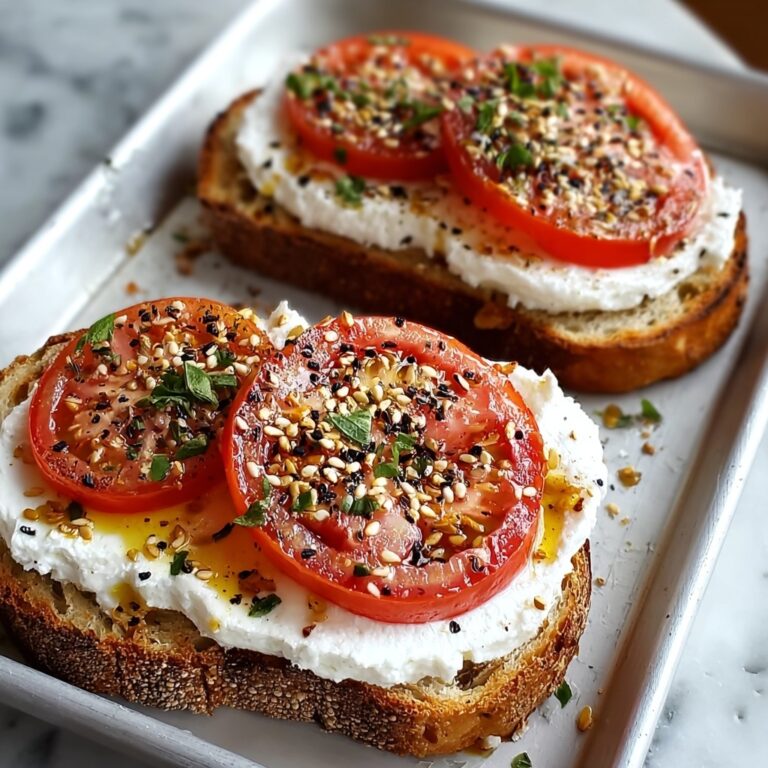 Ricotta & Tomato Toast with Sesame Seeds & Olive Oil Recipe