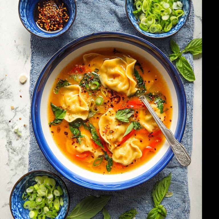 Red Curry Wonton Soup with Coconut and Fresh Herbs Recipe