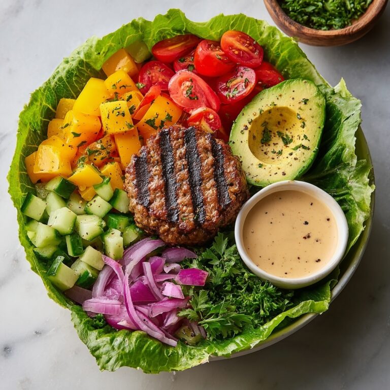 Juicy Grilled Burger Bowls with Fresh Vegetables Recipe