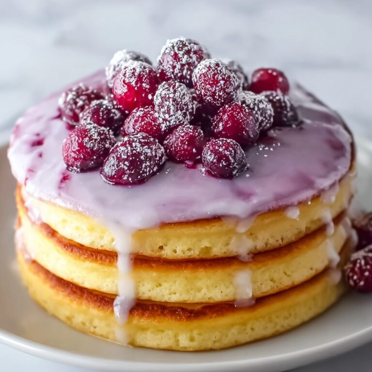 Fluffy Pink Pancakes with White Chocolate Maple Syrup Recipe