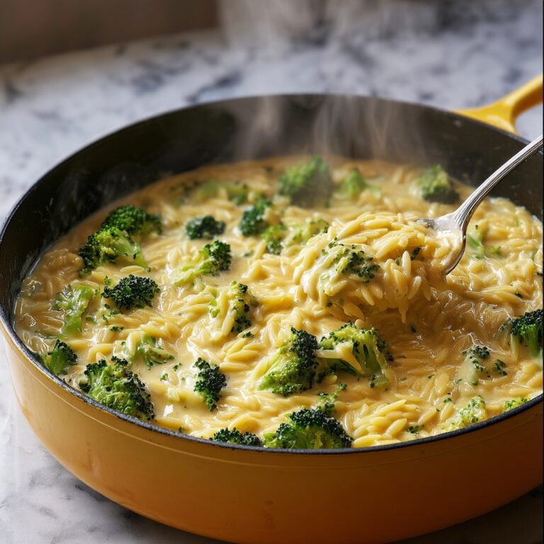 One Pot Broccoli Cheese Orzo Recipe