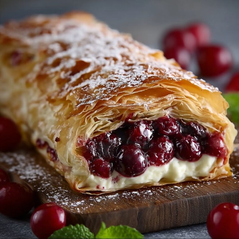 Creamy Cherry Puff Pastry Strudel Recipe