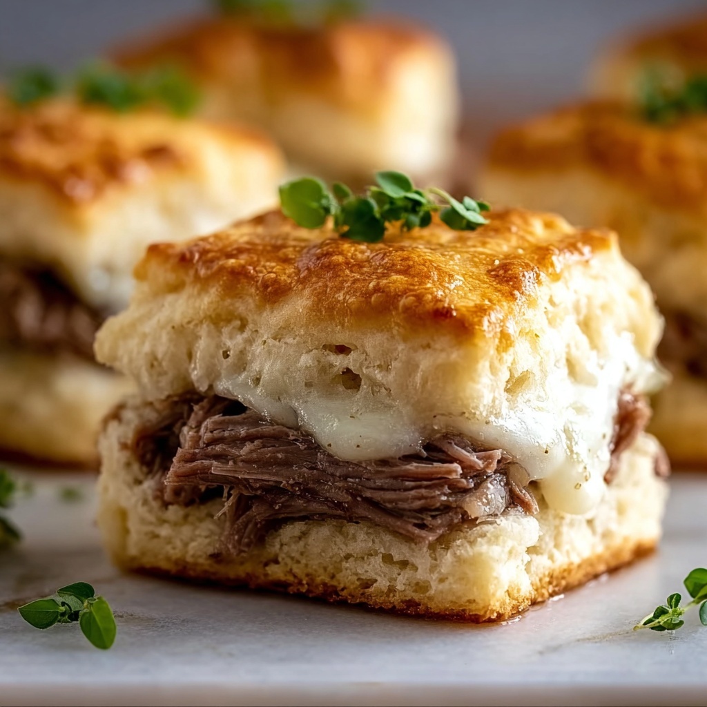 French Dip Biscuits with Roast Beef and Au Jus Recipe - Recipe Image