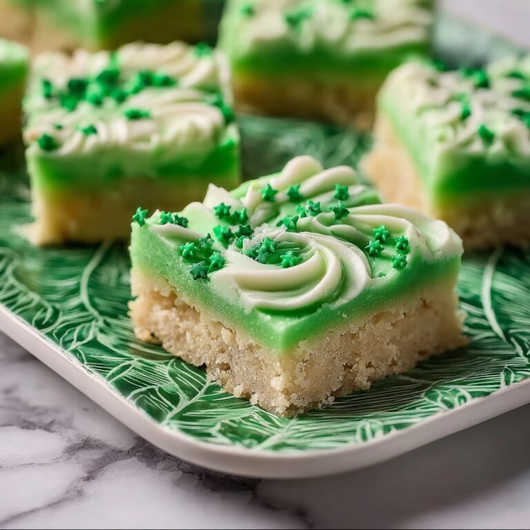 Green Sugar Cookie Bars with Almond Frosting and St. Patrick’s Day Sprinkles Recipe