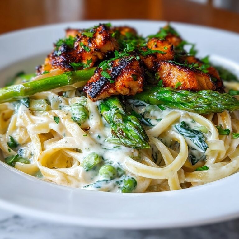 Creamy Asiago Chicken Asparagus Pasta Recipe