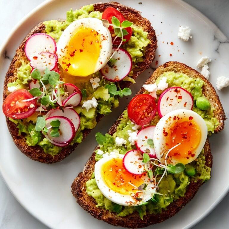 Loaded Avocado Toast with Jammy Eggs and Fresh Garden Veggies Recipe
