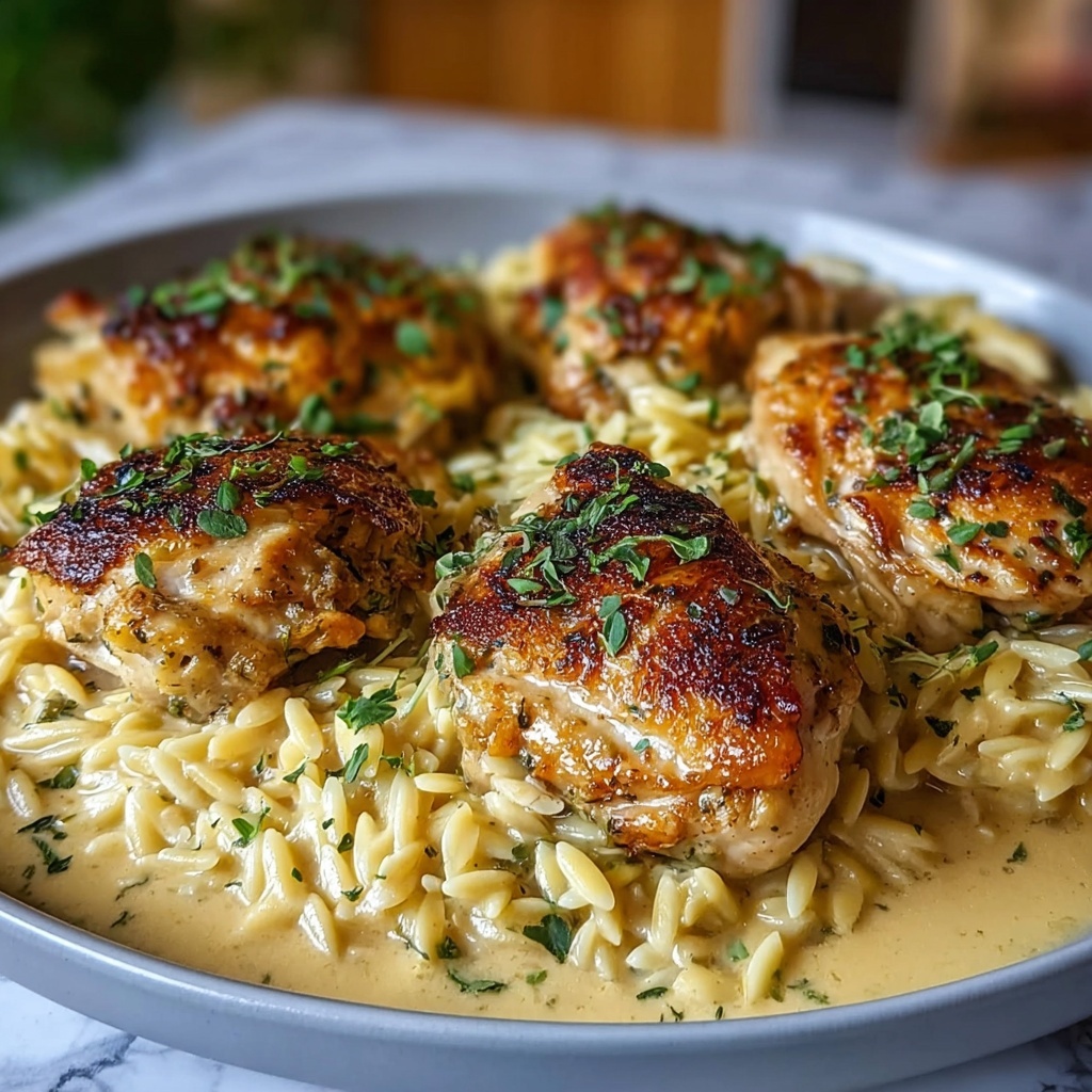 Creamy Tuscan Chicken with Orzo Recipe - Recipe Image