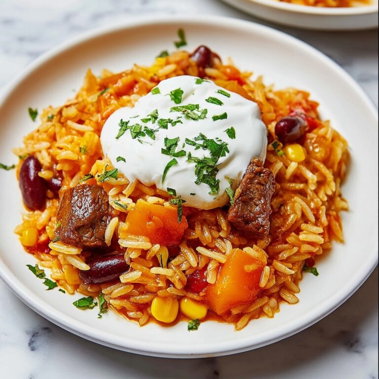 Mexican Rice Casserole with Ground Beef, Black Beans, and Cheese Recipe